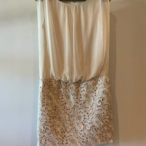 Size 2 Cream Chiffon and Lace Dress